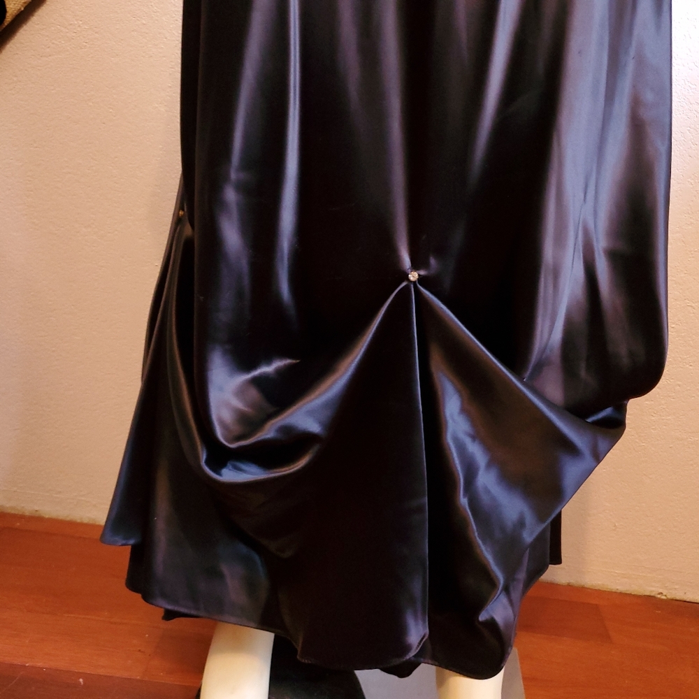 Vintage 30s Inky Black Satin Gown - Picture 8 of 13